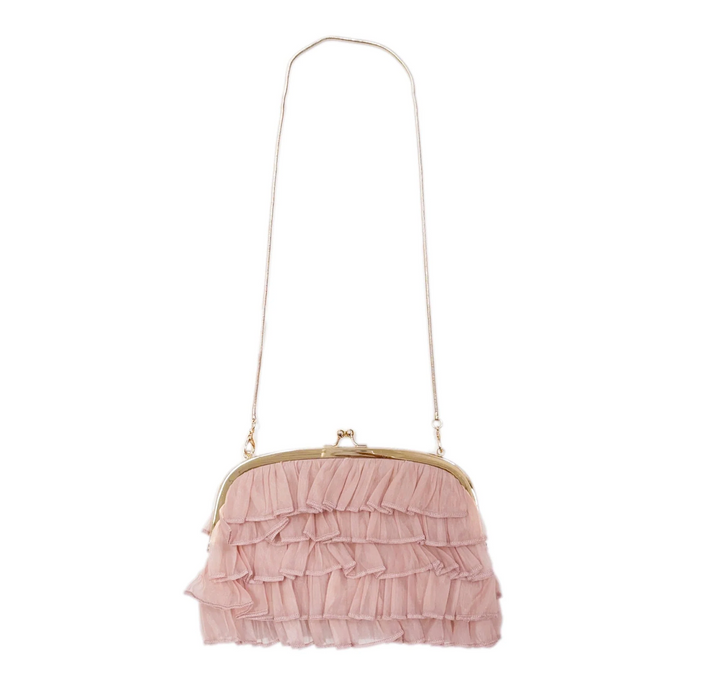 Dusty Pink Organza Ruffle Handbag