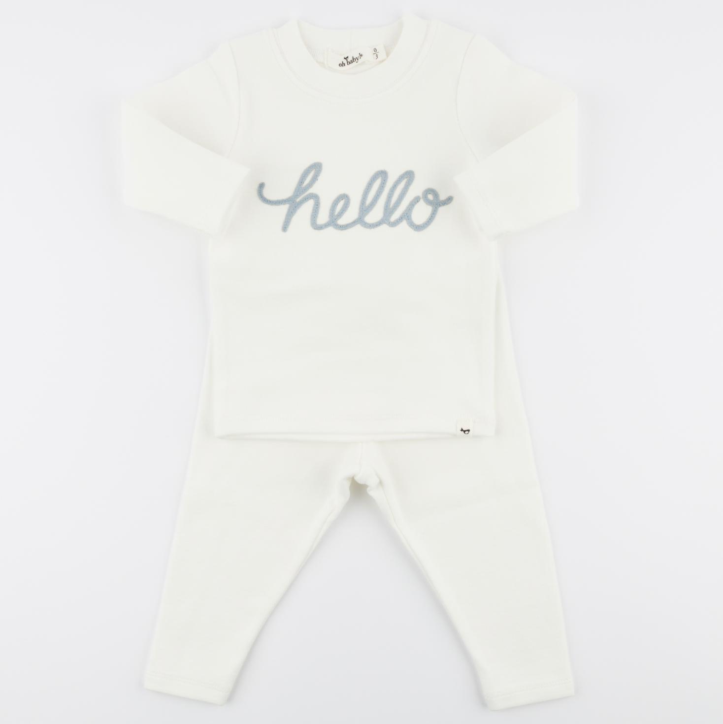 Hello Blue Embroidered Set