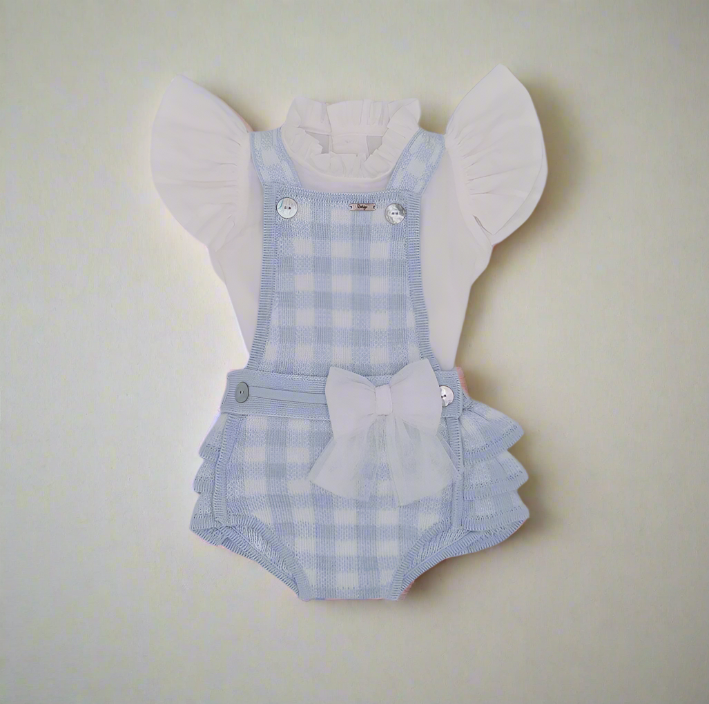 Blue Gingham Check Romper and Blouse