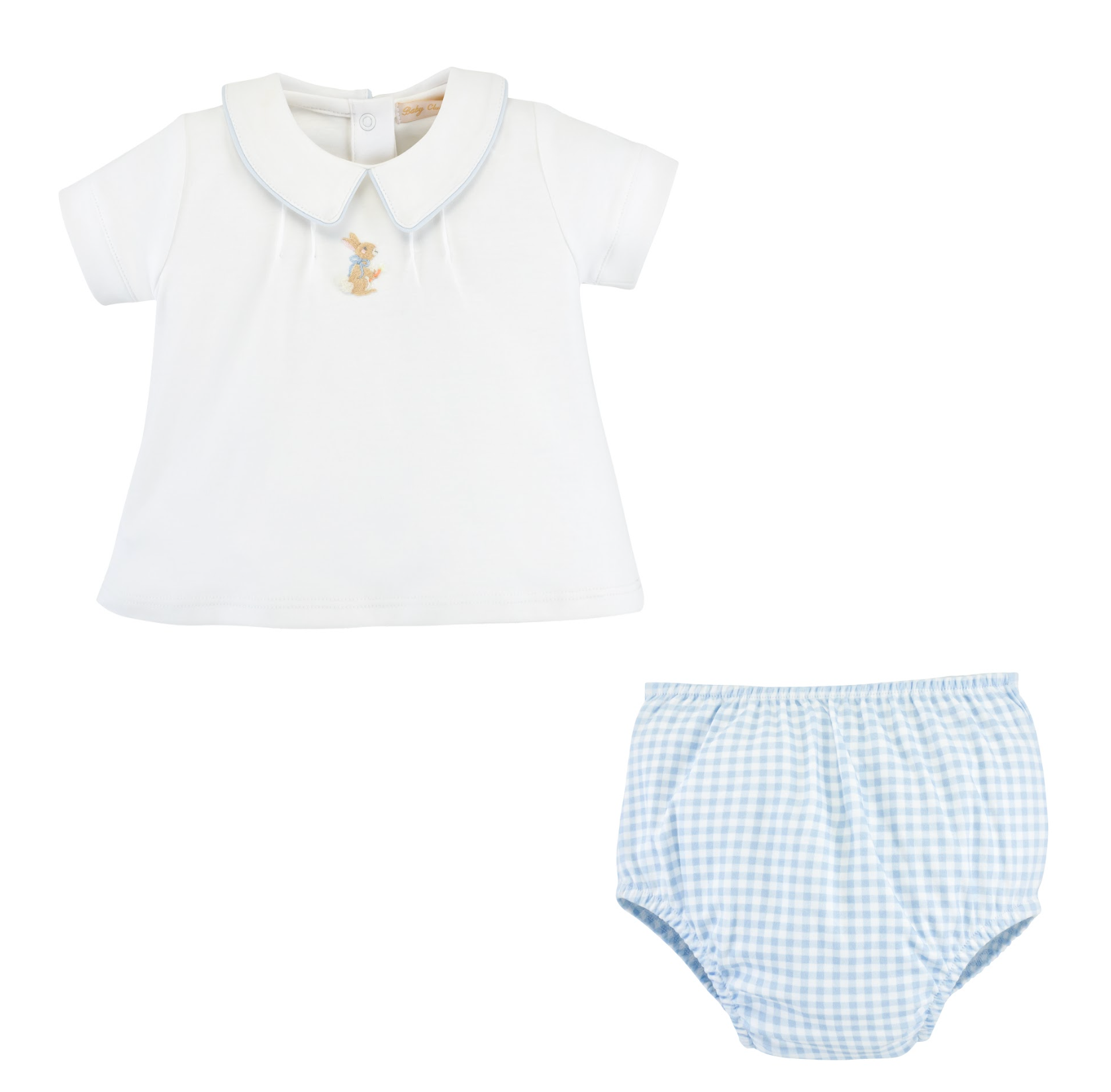Blue Gingham Diaper Set