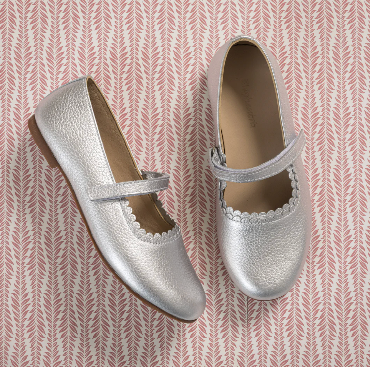 Silver Leather Aria Flats