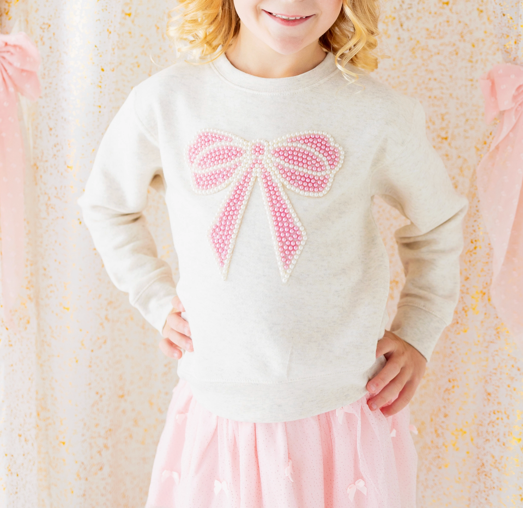 Pearl Bow Patch Sweatshirt