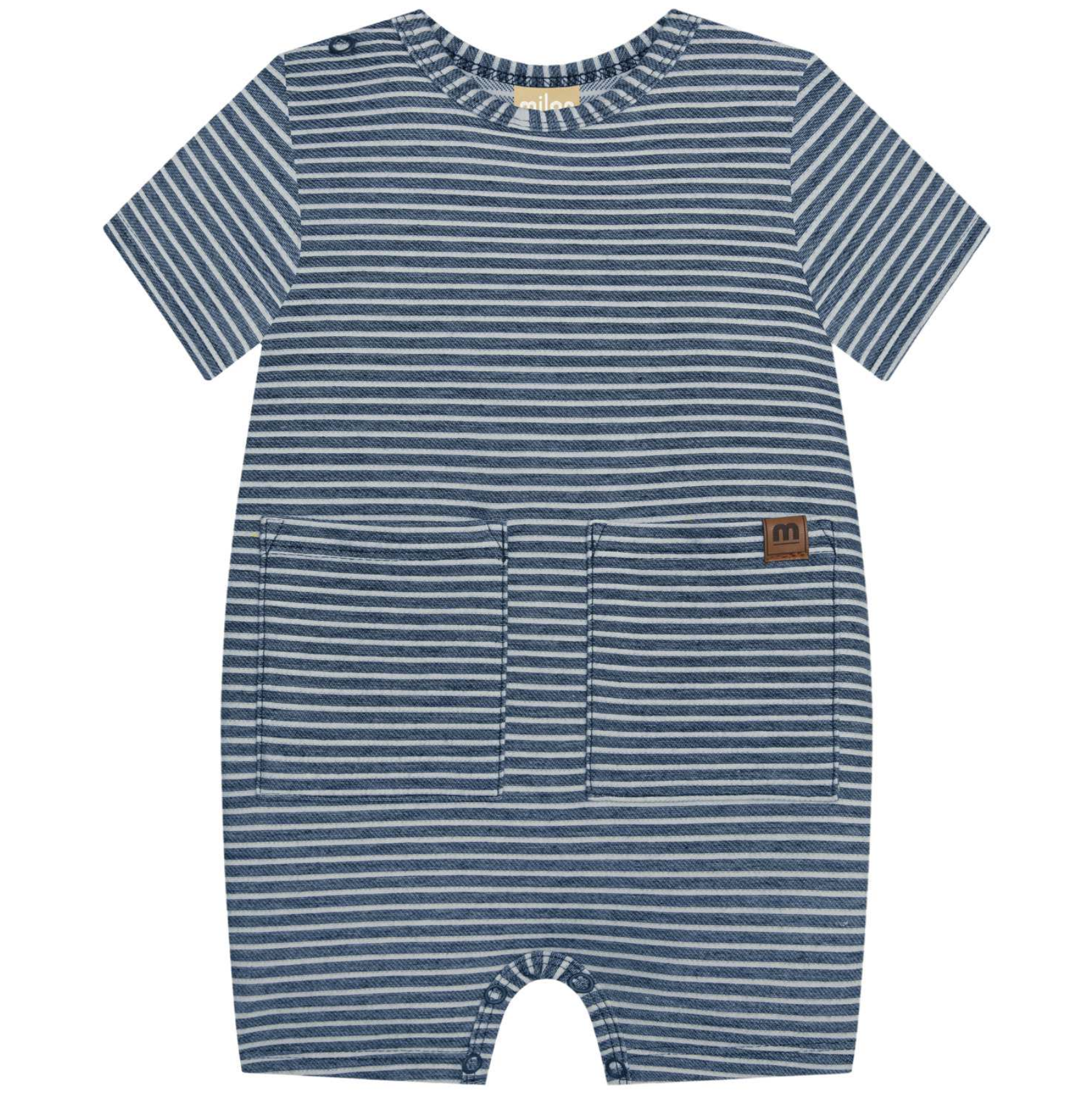 Boy's Stripe Romper in Blue
