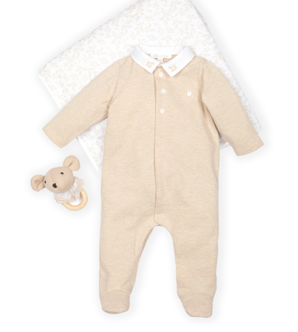 Beige Infant Boy Footie
