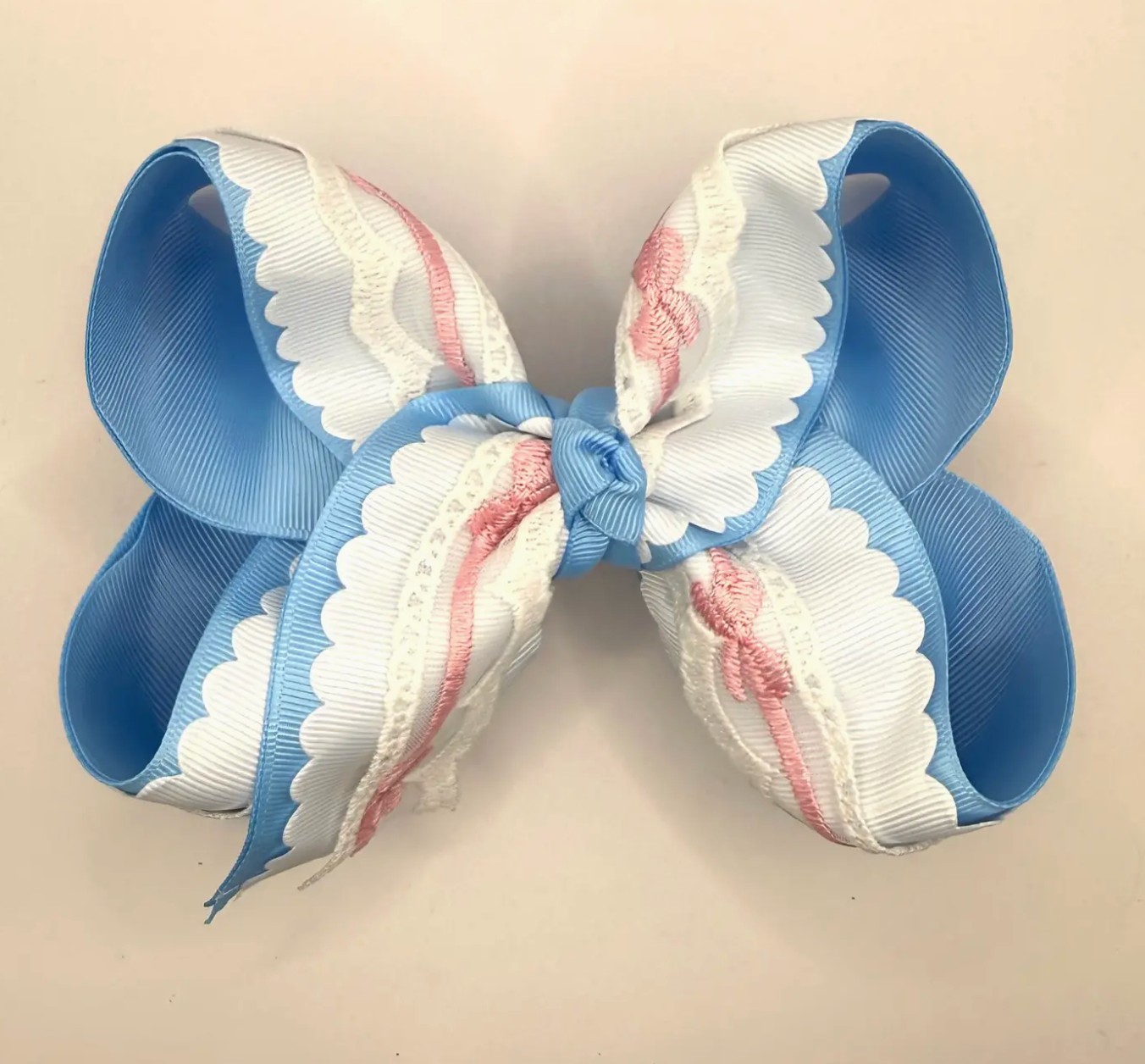 Blue and Pink Lace Bow