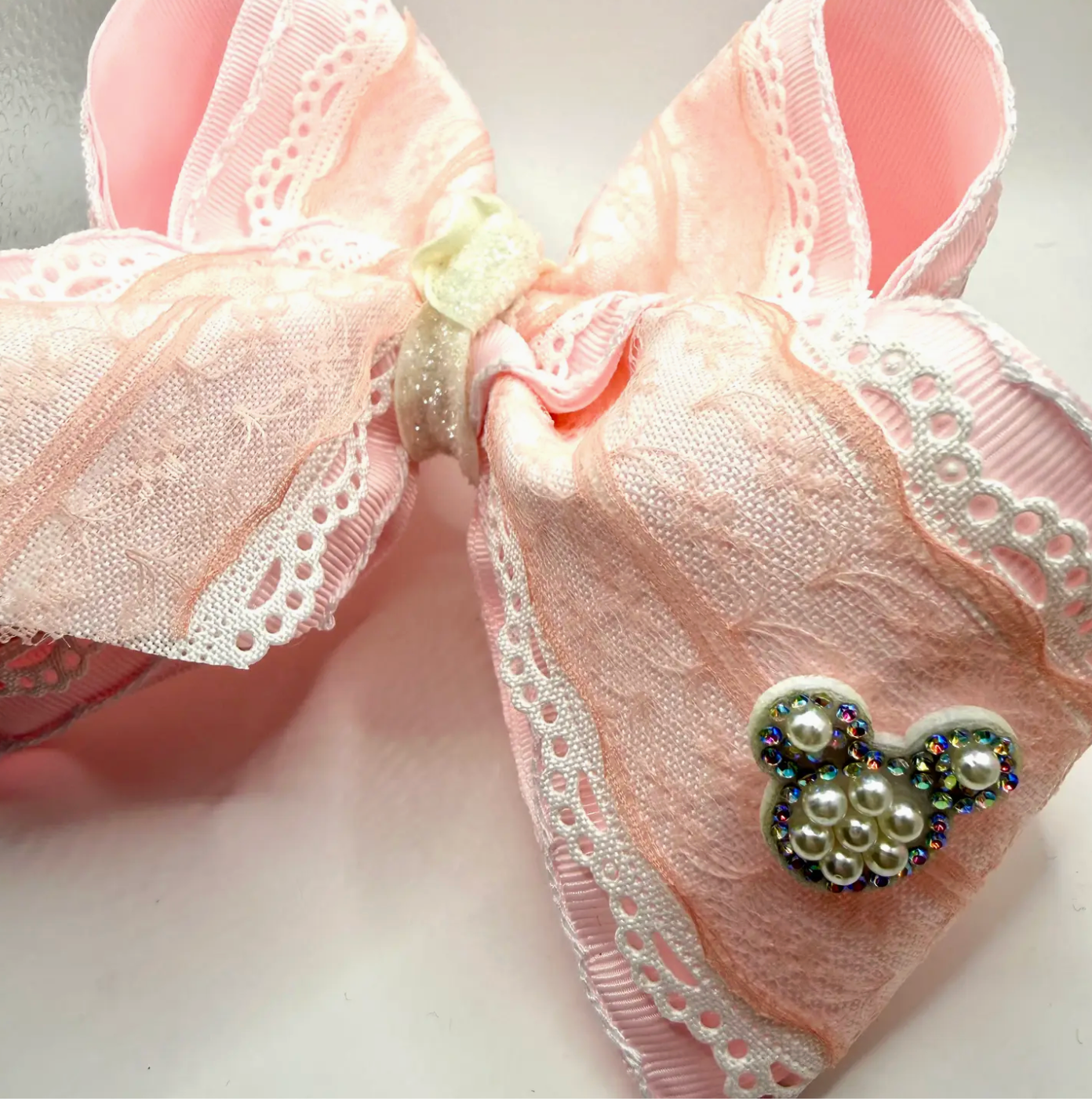 Pink Lace Mouse Bow