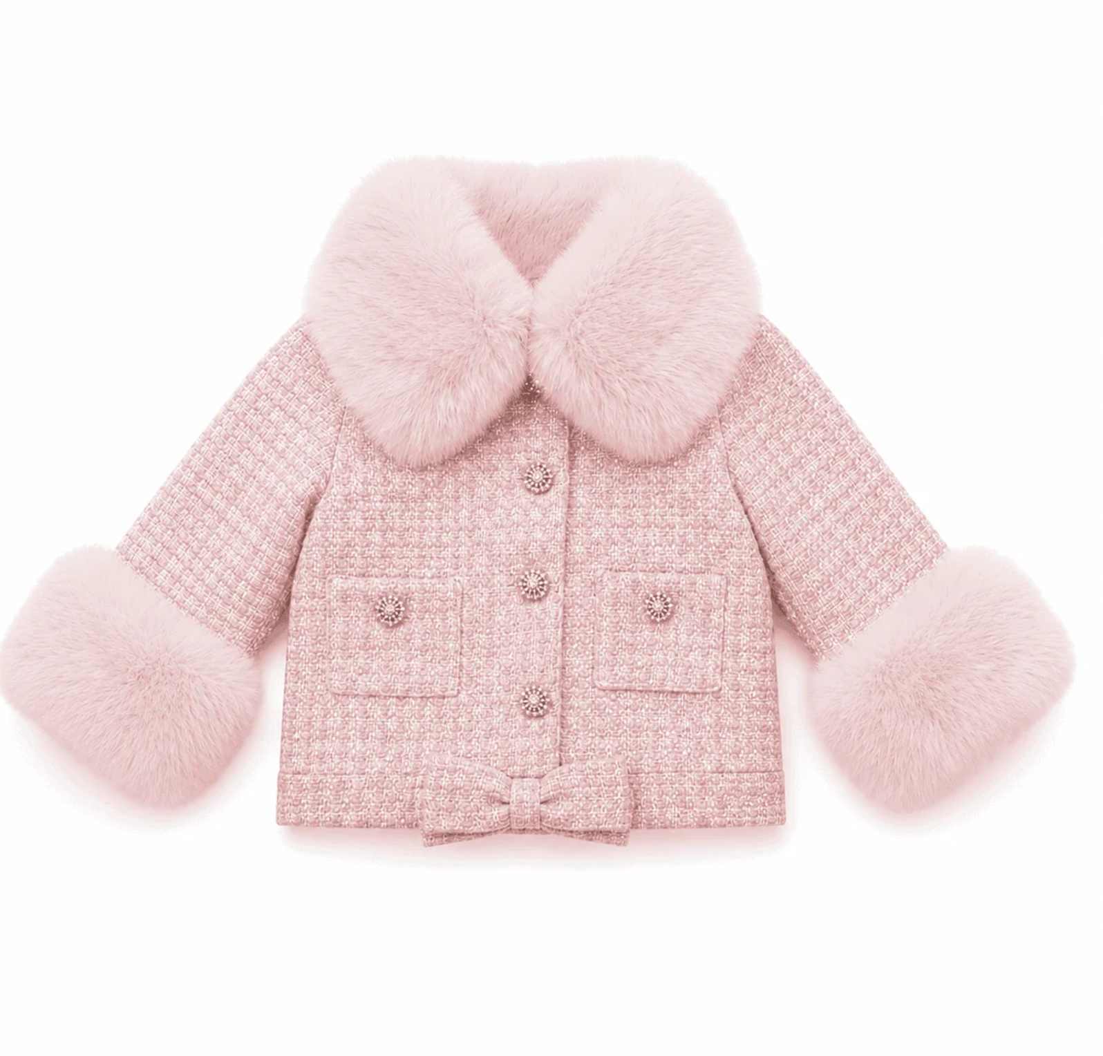 Pink Boucle Pearl Jacket