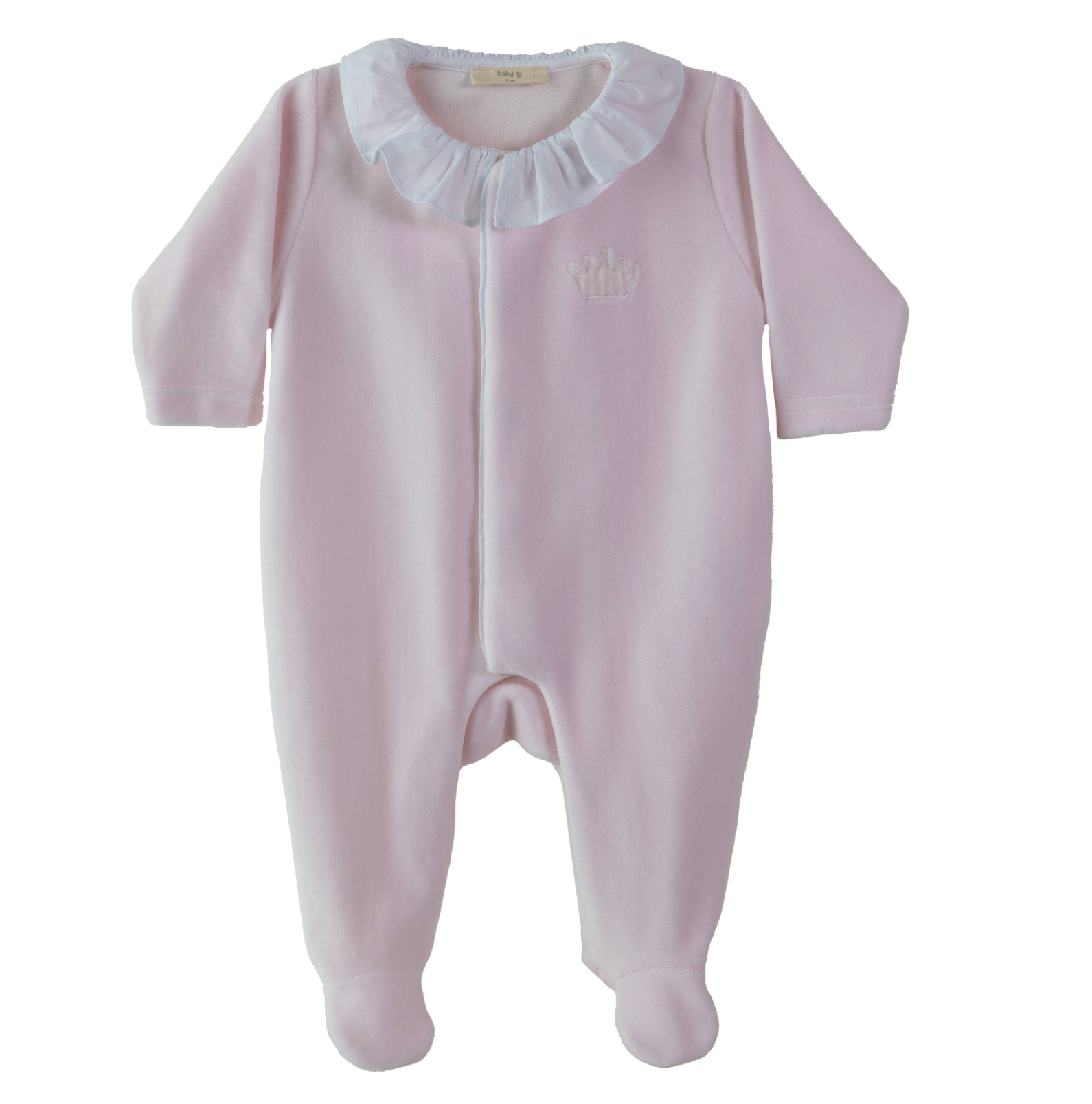 Cotton Baby Pink Crown Footie