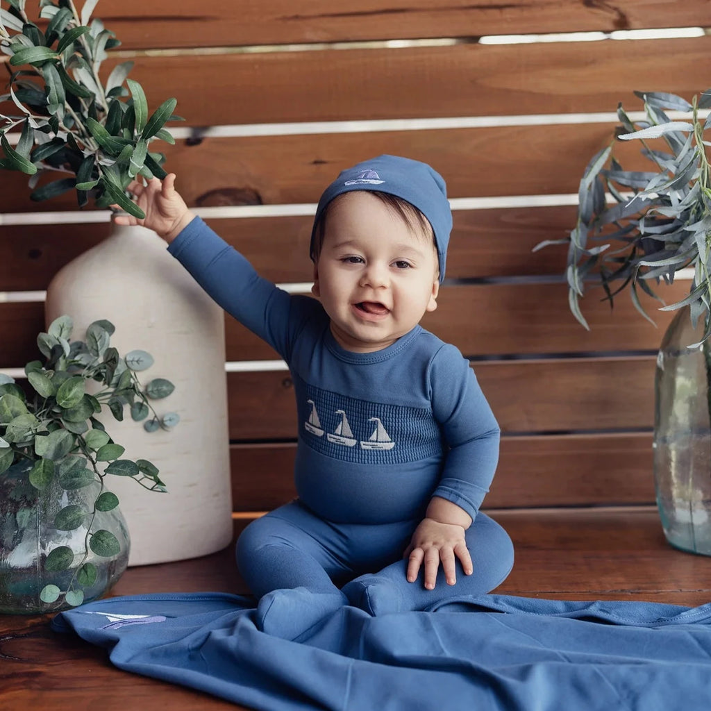 Smocked Sail Boat Footie