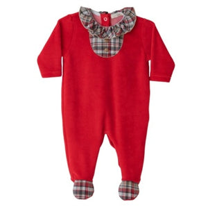 Infant Girl Red Velour Footie