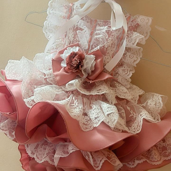 Mauve and Lace Ruffle Dress