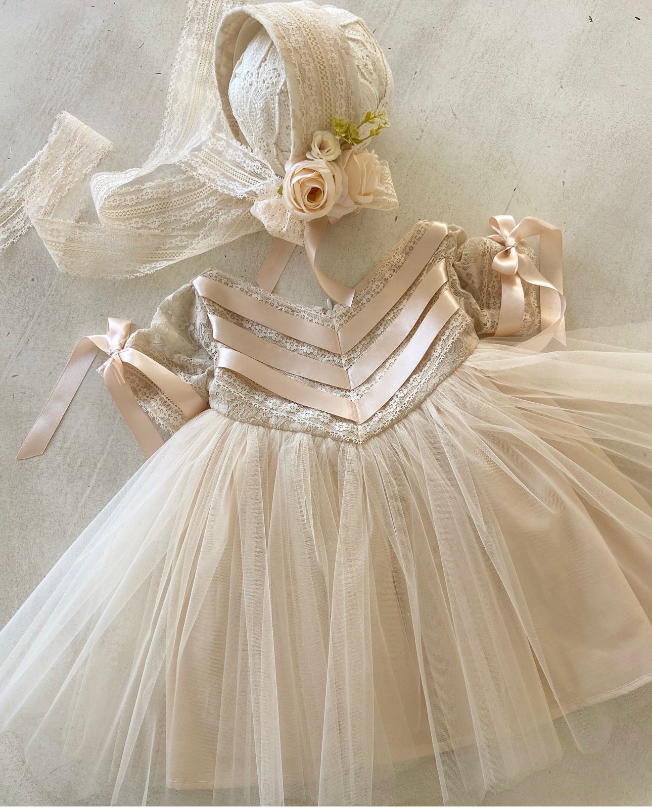 Blush Satin and Tulle Dress