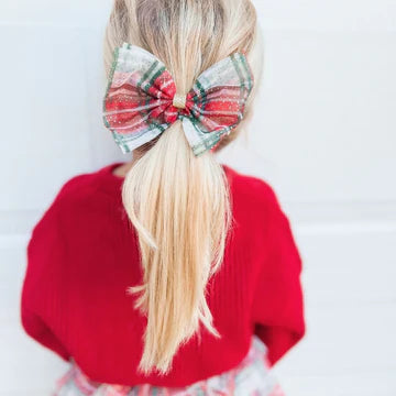 Christmas Plaid Tulle Bow Clip