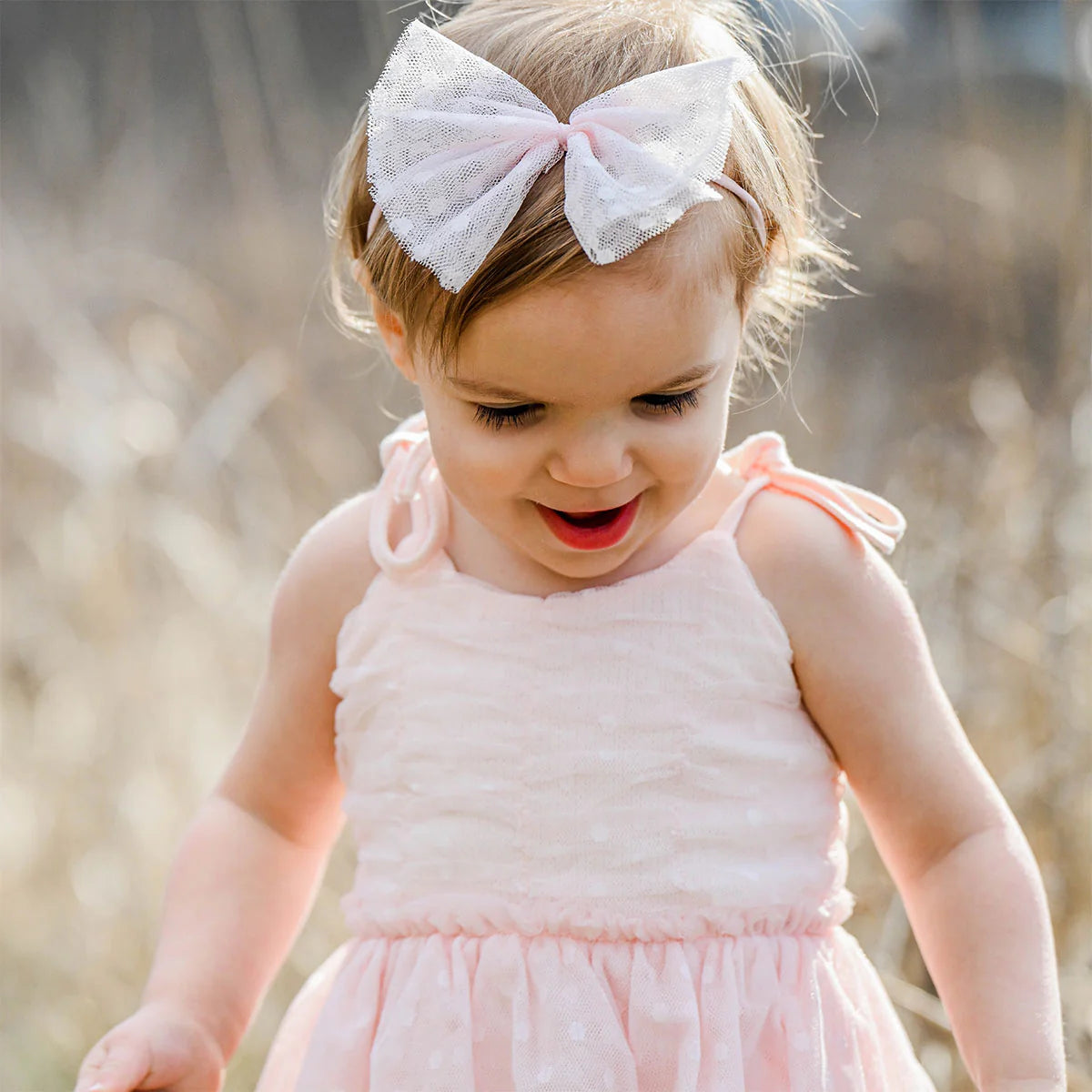 Dotted Mesh Bow Headband