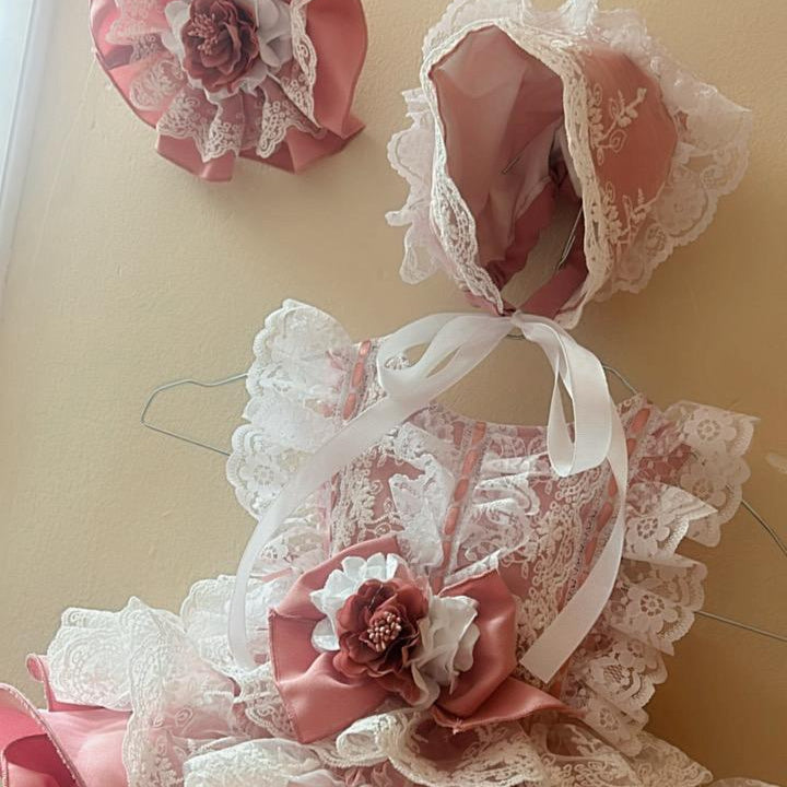 Mauve and Lace Ruffle Dress