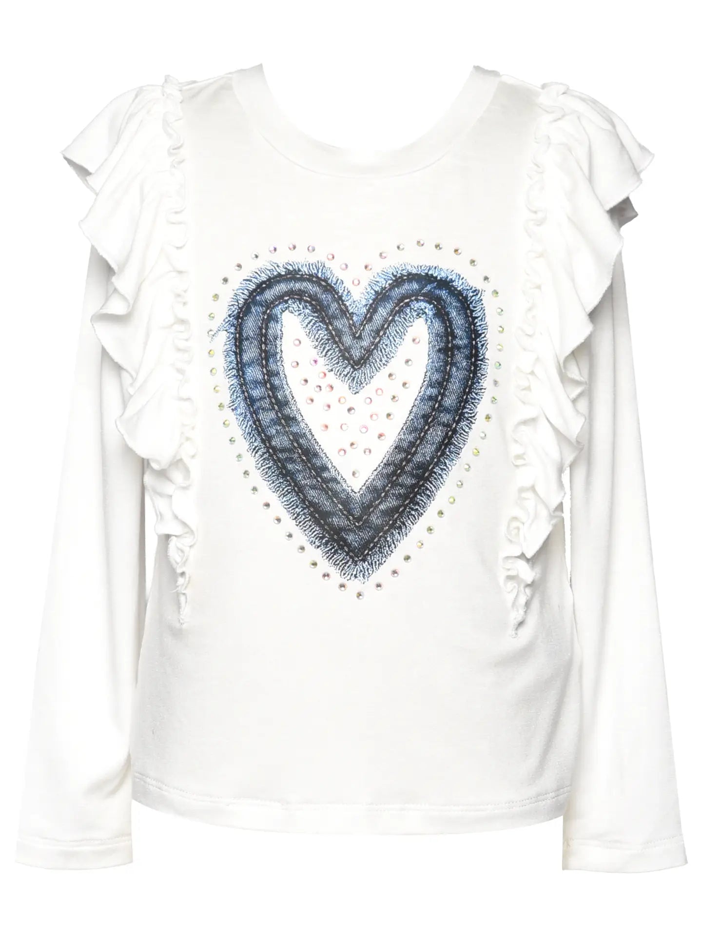 Ruffle Top with Heart Print