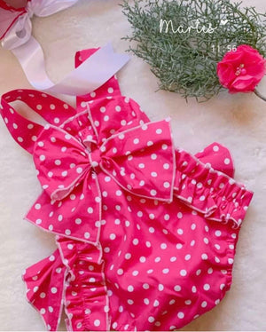 Dotted Romper and Bonnet