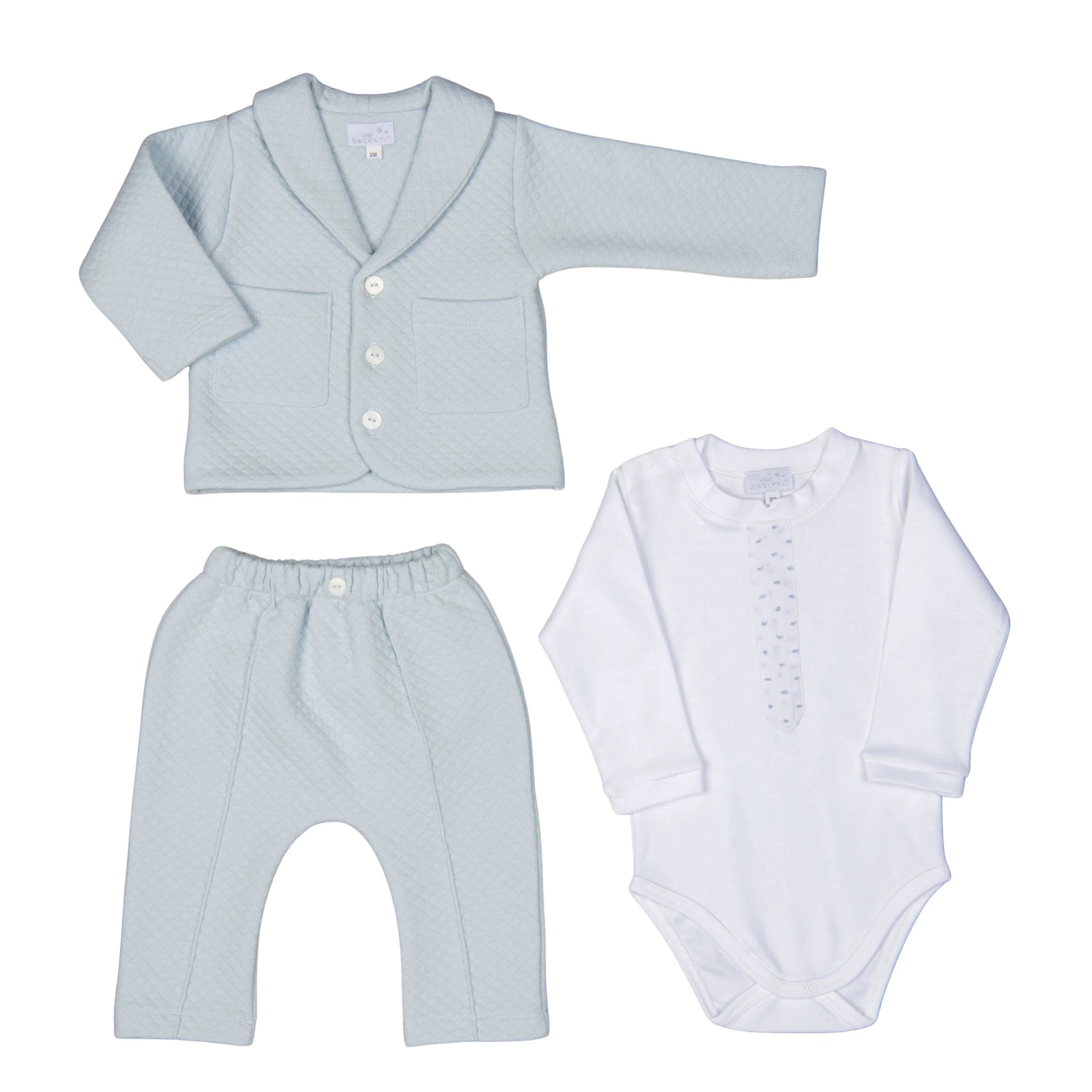 Leo Baby Blue Quilted Set