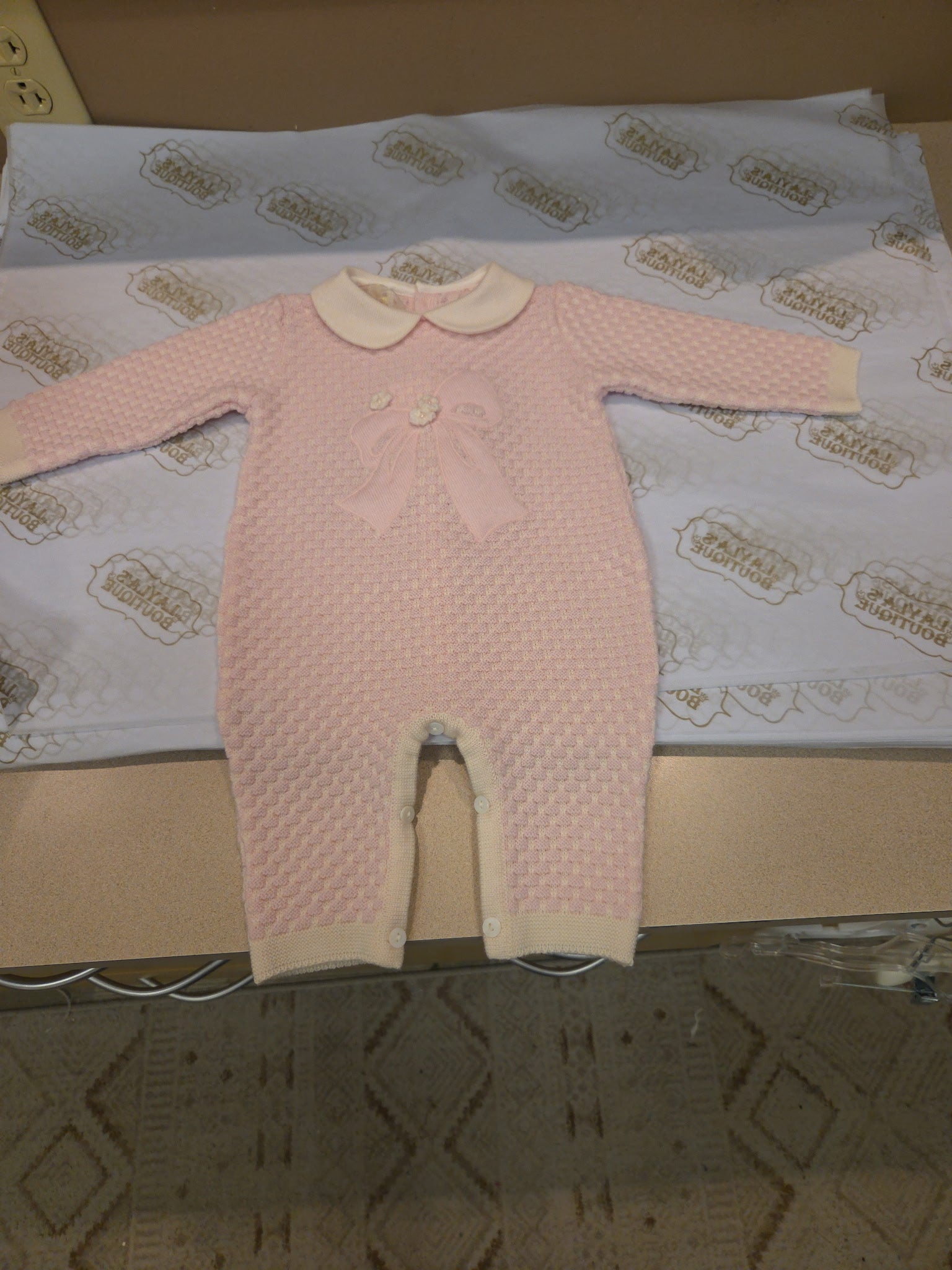 Pink Bow Quilted Romper-idk price