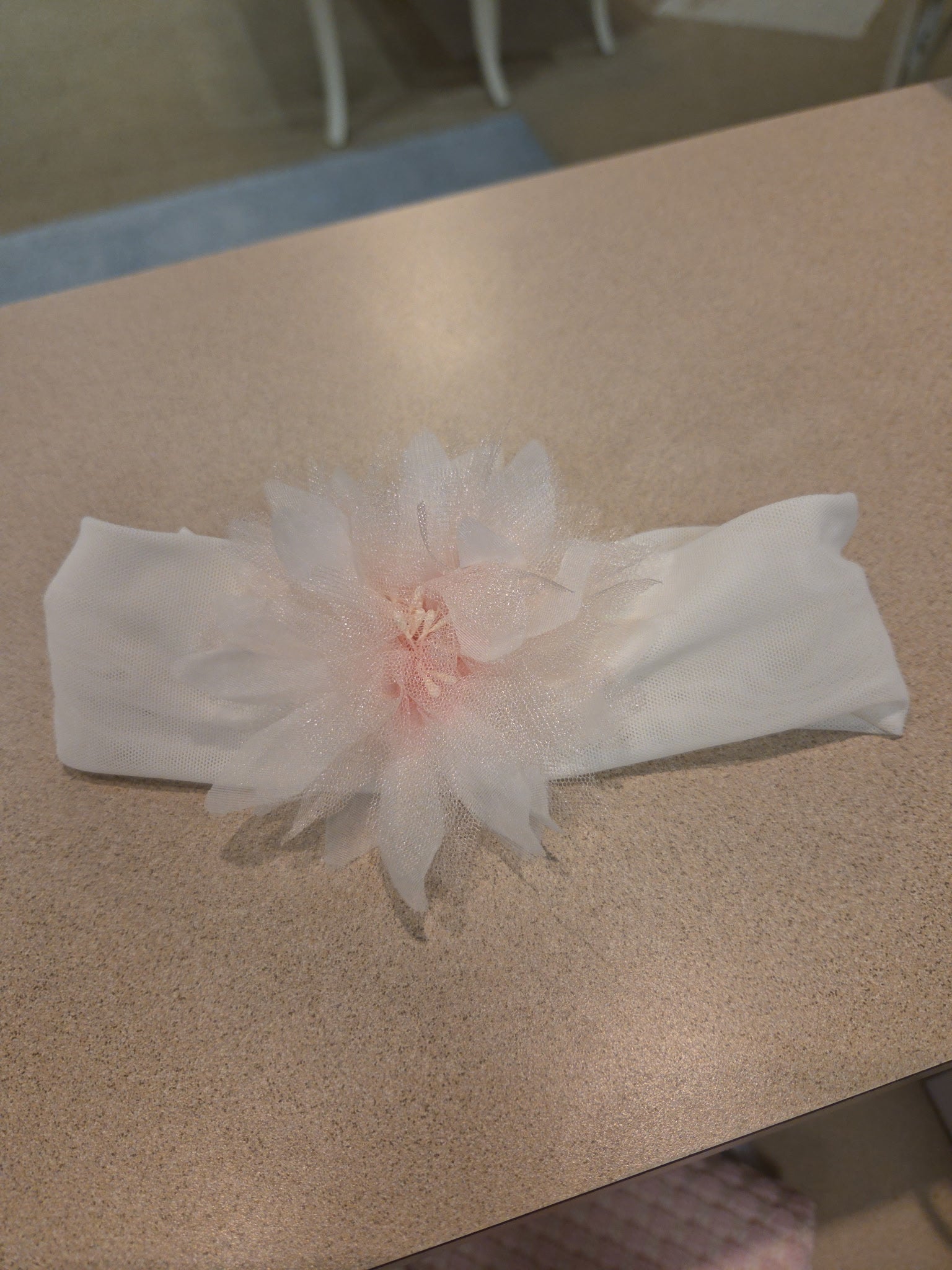 White Tulle Flower Headband