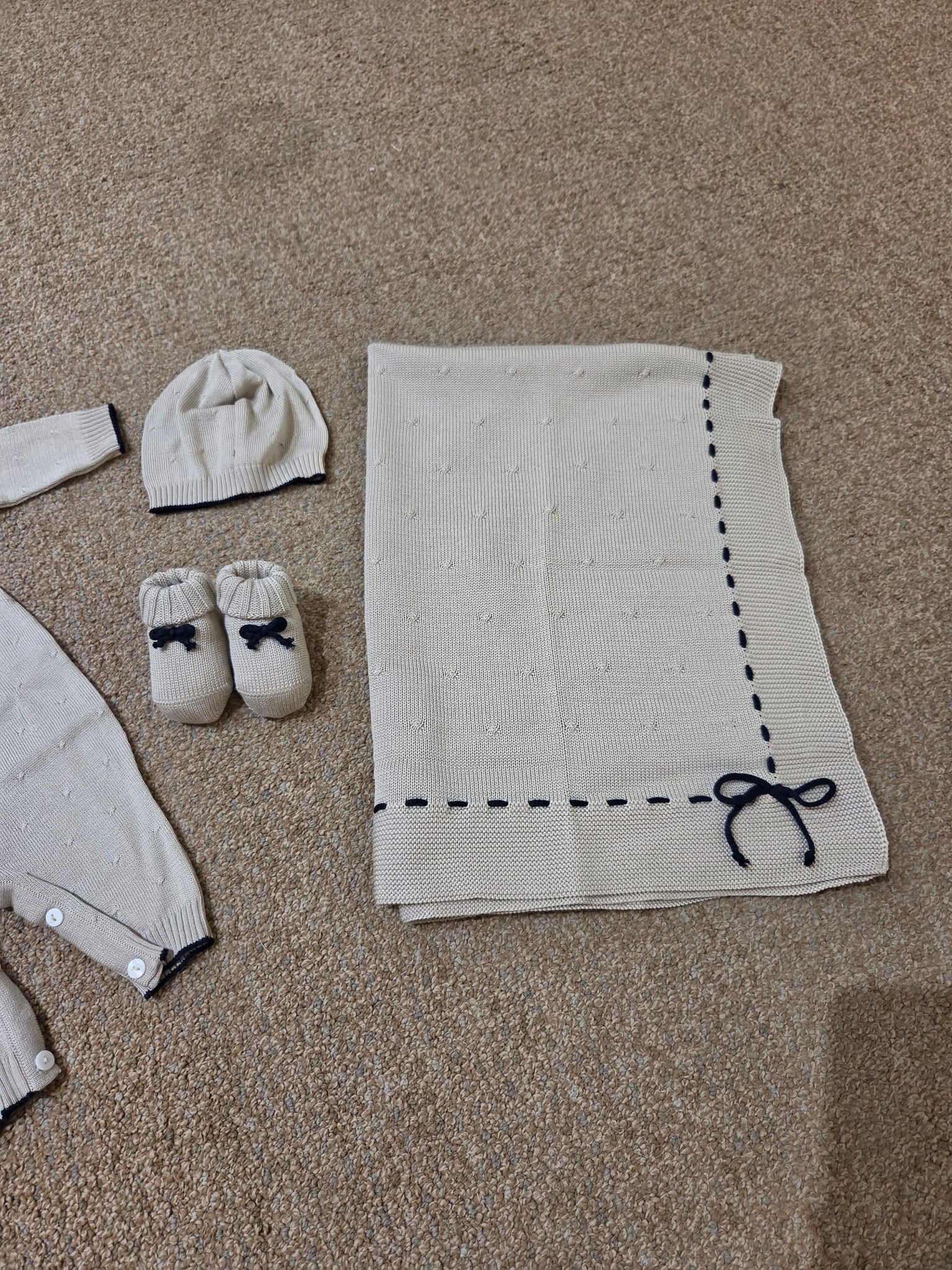 Luxury Beige & Navy Layette Set - IDK Price