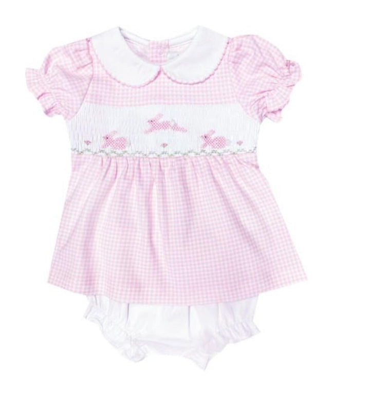 Pink Easter Bunny Smocked Dress