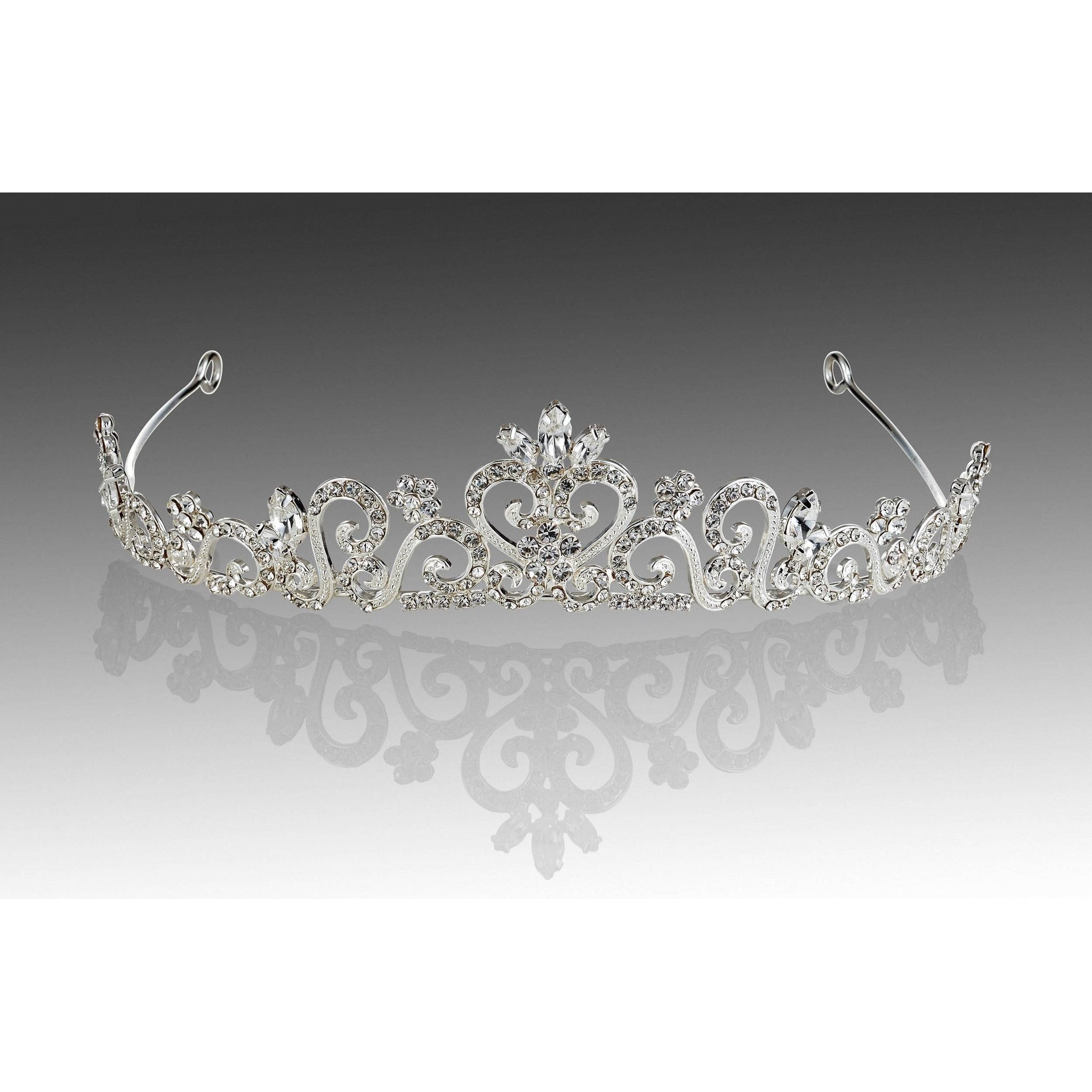 Heart-Shaped Crystal Silver Tiara
