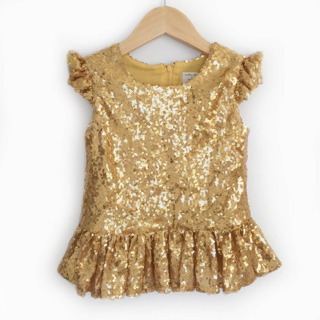 Gold Sequin Peplum Top