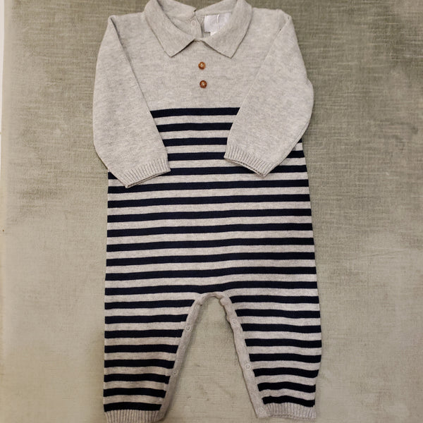 Grey Striped Knit Coverall