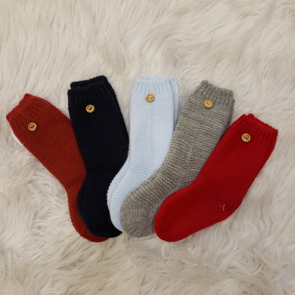 Knit Sock with Wooden Button