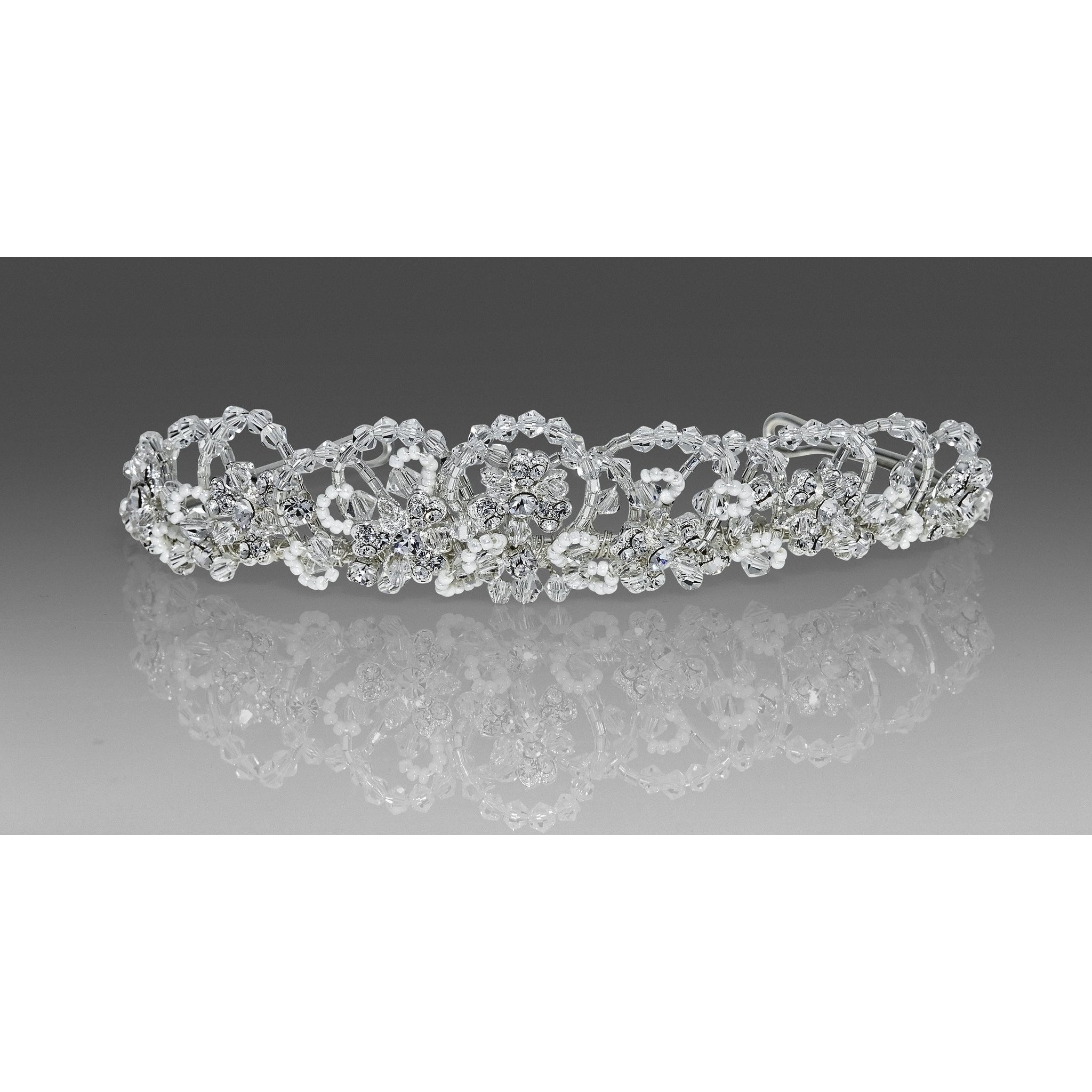 Beaded and Crystal Scalloped Tiara Communion Flower Girl