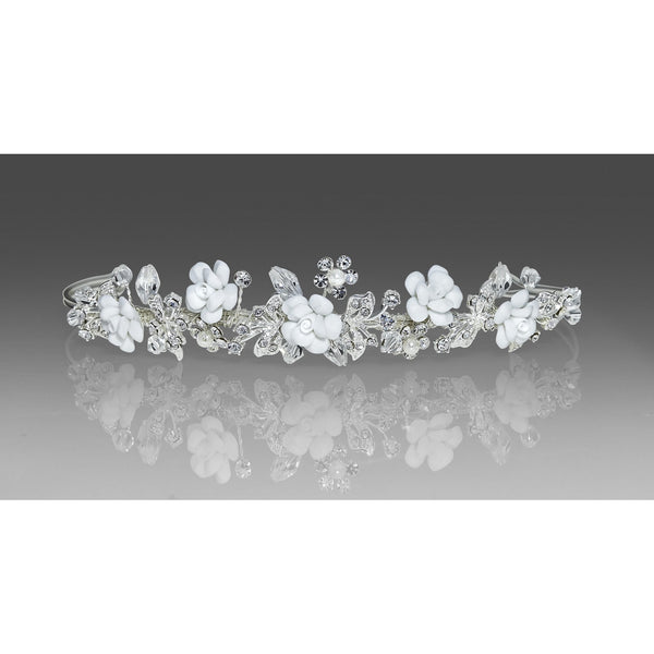 Porcelain Flower Crystal Communion Tiara