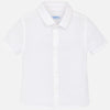 Short sleeve White Button Down Linen Shirt For Baby Boy