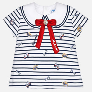 Mayoral Striped Bow T-Shirt