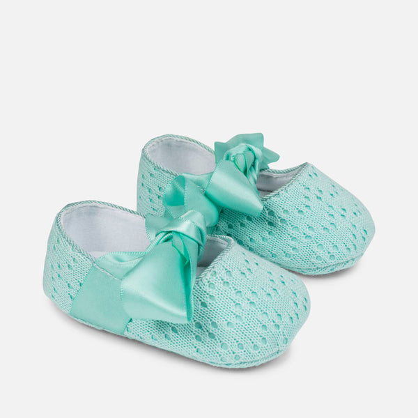 Aqua Infant Shoes Knit  Bows Ties Summer Spring Infant