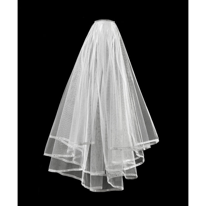 Two Tiered Crystal Veil Communion White