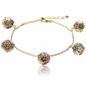 Twin Star Frosted Flowers Cluster Charm Bracelet