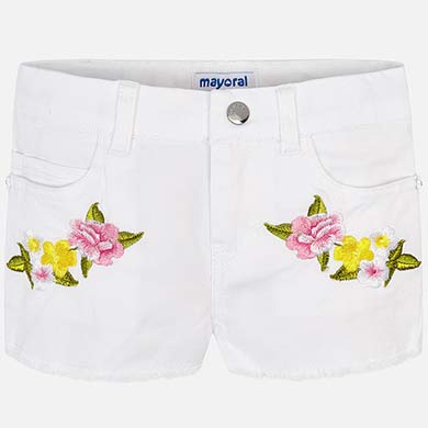 Embroidered floral shorts