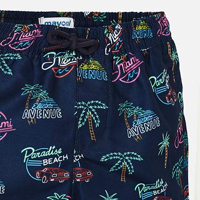Patterned swim trunks