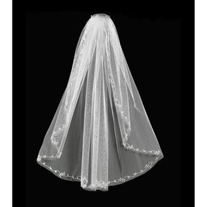 Embroidered Intricate Crystal Veil Communion Anja's Dream