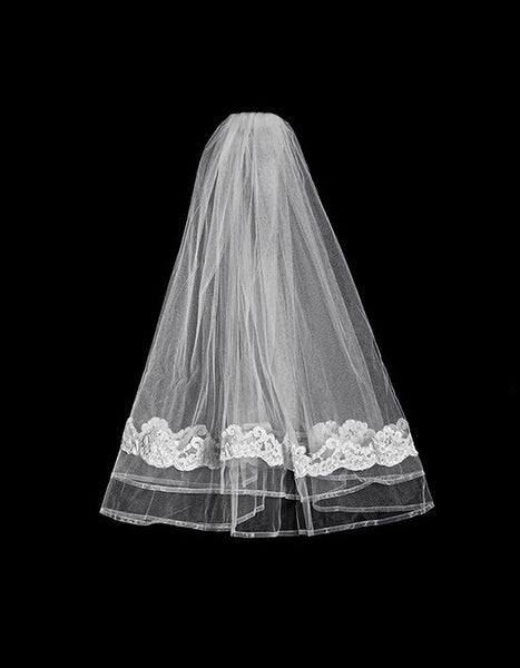 2 tiered embellished lace veil anja's dream