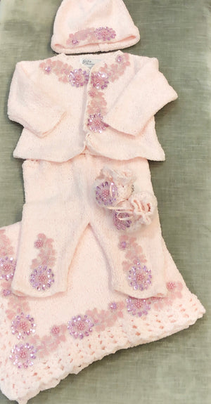 Pink Crochet With Applique Set