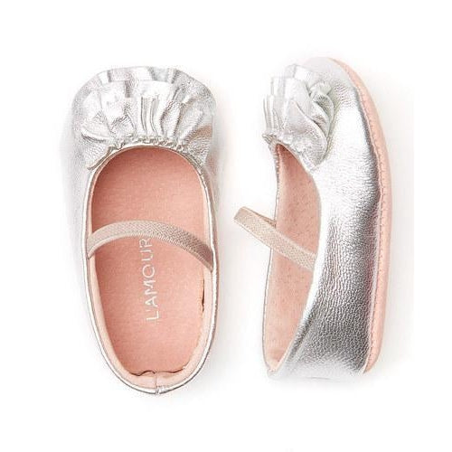 Infant Ballet Flats In Silver, Pink or White