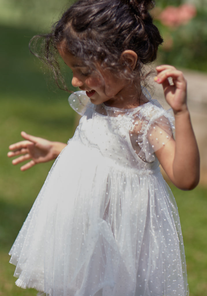 Lena White Dotted Dress