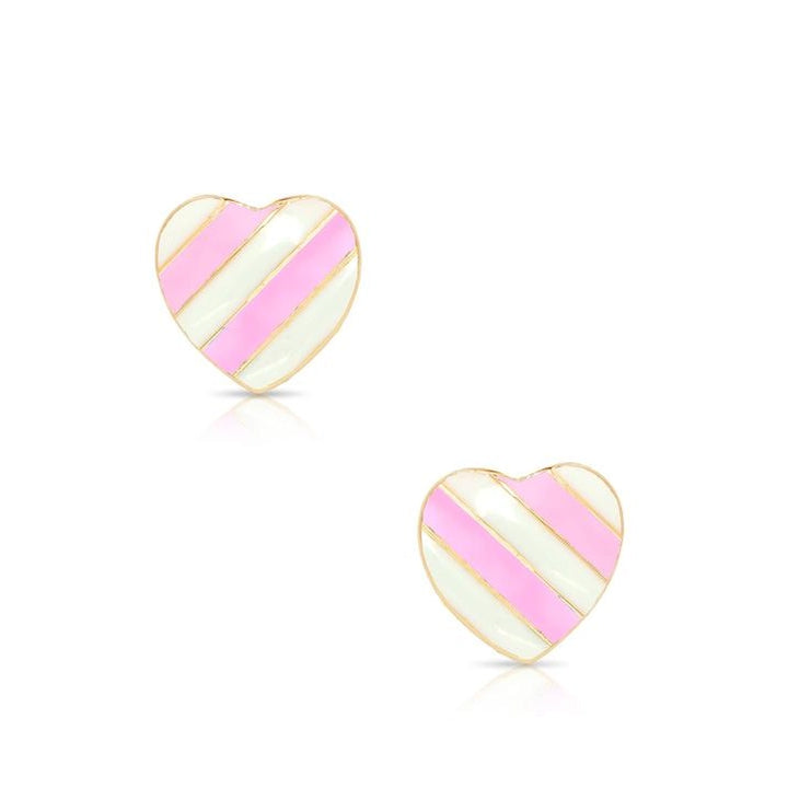 Lily Nily Striped Heart Stud Earrings