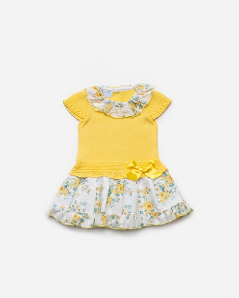 Knit Yellow Woven Dress