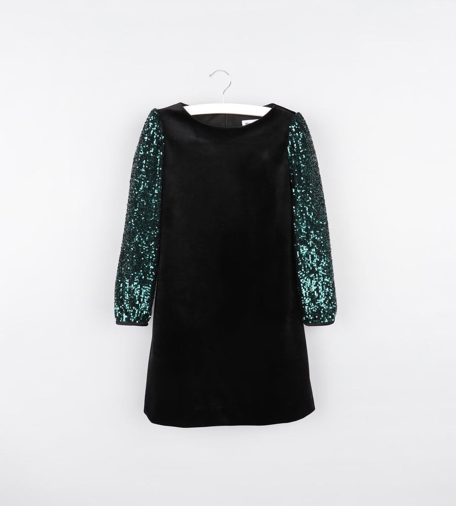 Girls Black Velvet Dress