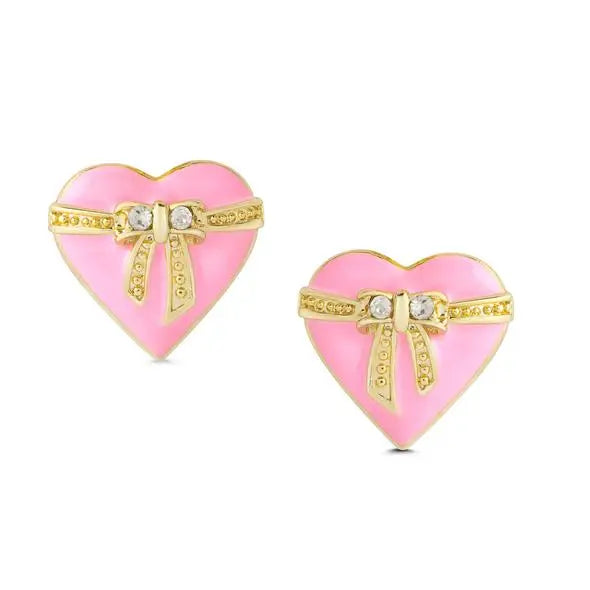 Lily Nily Heart & Ribbon Bow Stud