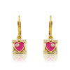 Twin Star Enamel Heart Square Dangle Earring