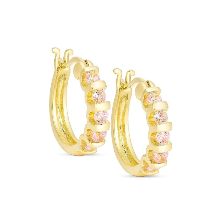 Lily Nily Pink CZ Hoop Earrings